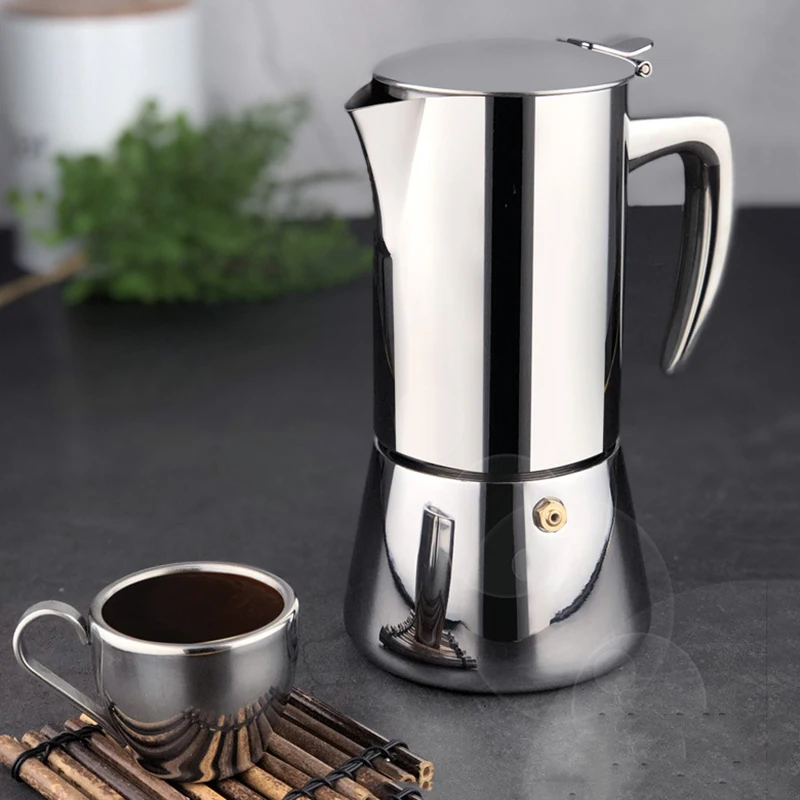 200 ml/300 ml Tragbare Kaffeekanne 304 Edelstahl Moka Topf Küche Kaffee Bar Percolator Trinken Wasserkocher Camping kaffee Utensil Image