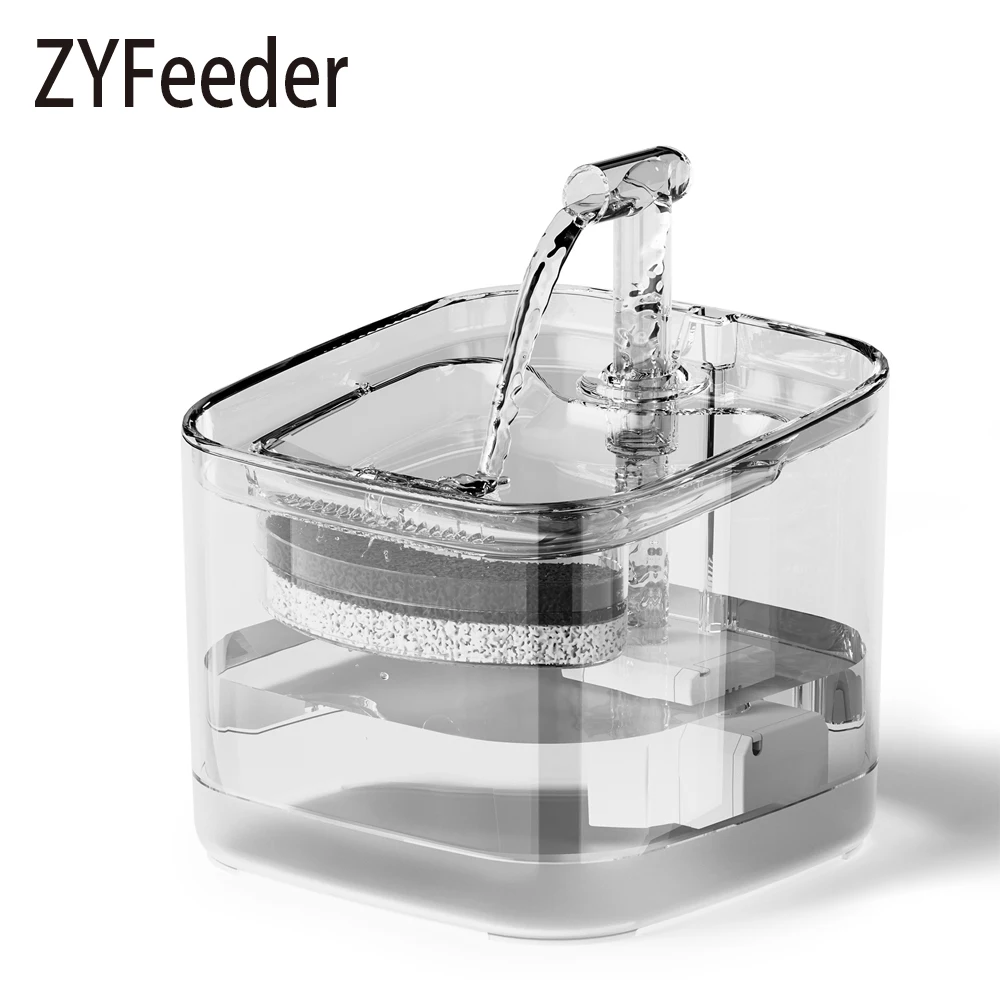 2,2 l quadratischer/runder Katzen-Wasserspender, Automatisierung, Hundewasserspender, sichtbare Filtration, Katzen- und Hundewasser, geräuschlos (kein 5 V, 1 A-Stecker)