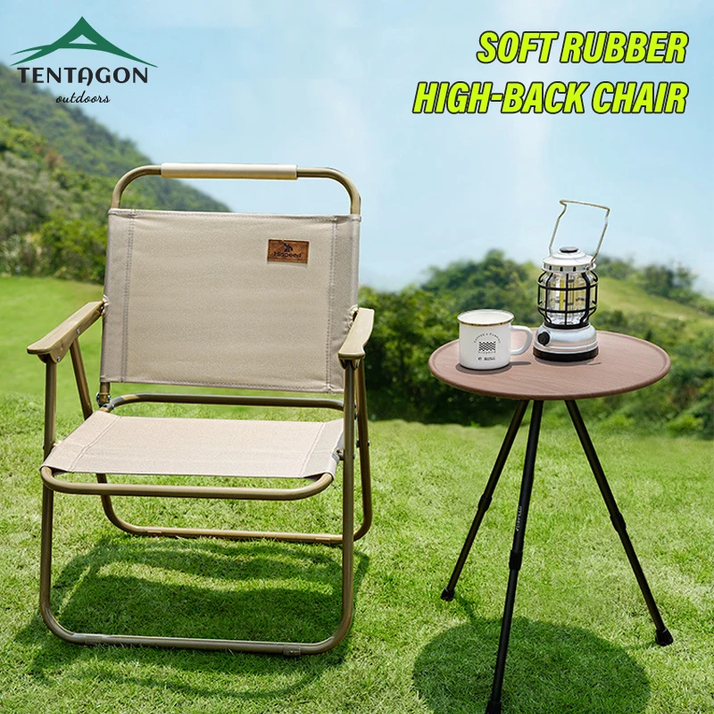 Campingstuhl, tragbar, zusammenklappbar, erhöht die Rückenlehne aus weichem Gummi, Kermit-Stuhl, Reise-Holzstuhl, Picknick im Freien, Entspannungs-Angelstuhl