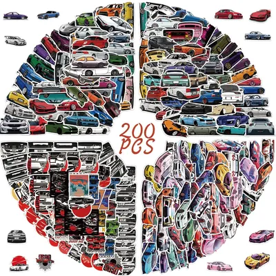 10/50/100/200 Stück JDM Nachrüstung Rennwagen Aufkleber Mode Lustige Aufkleber Laptop Gepäck Gitarre Image