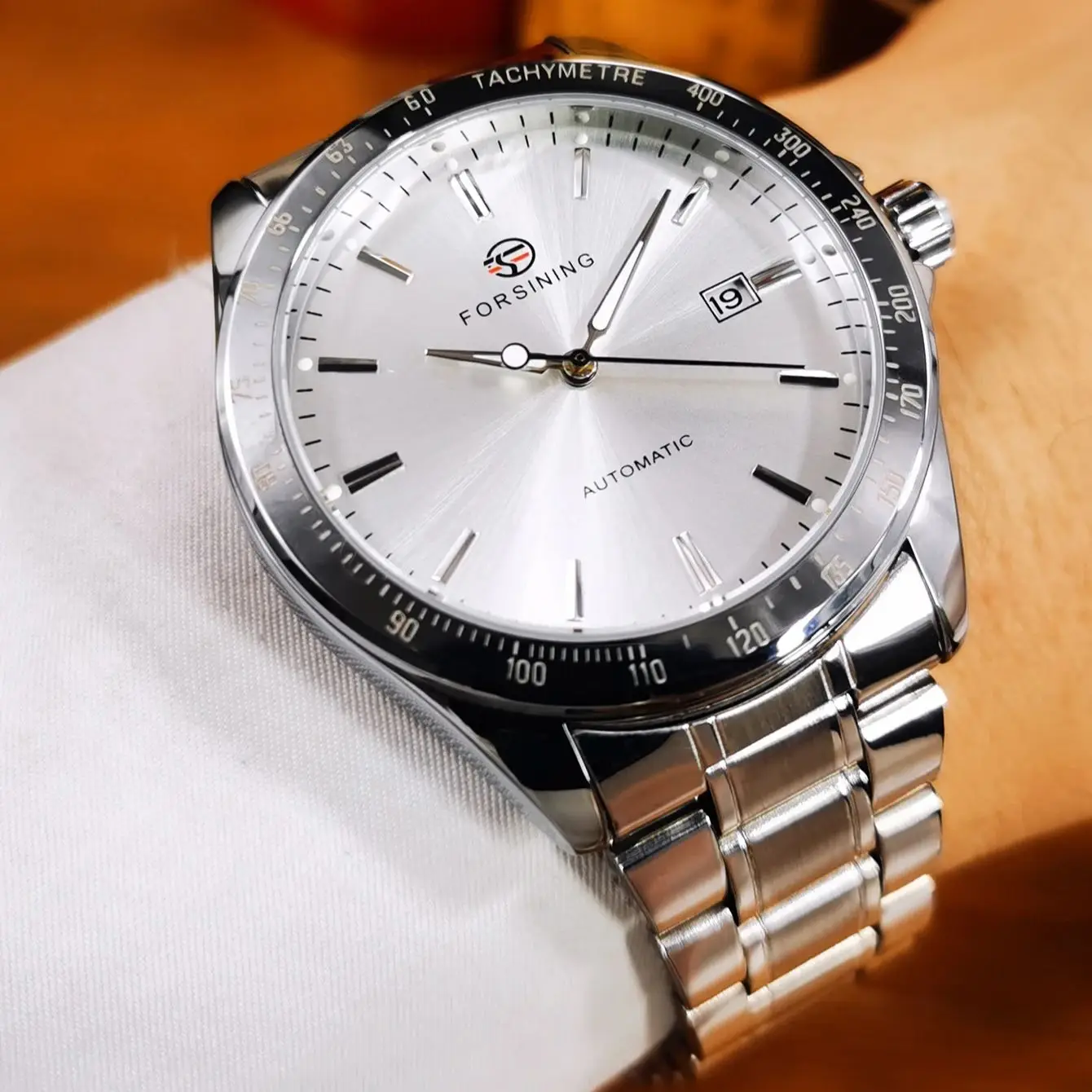 Forsining Business Automatische Mechanische Uhr für Männer Kalender Top Marke Edelstahl Armband Mode Minimalistischen Herren Uhren Image