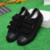 Große Größe 35-43 Alle Schwarz Frauen Leinwand Schuhe Atmungs Unisex Flache Turnschuhe Low-top