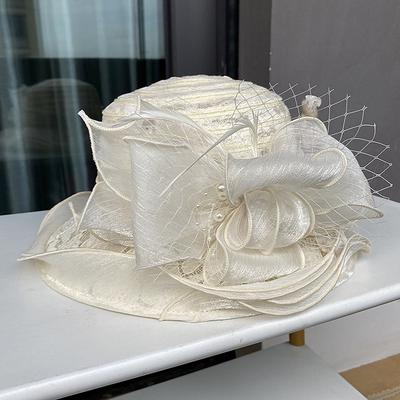 Hats Organza Beach Elegant With Bowknot Headpiece Headwear