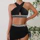 Per donna Costumi da bagno Bikini Due pezzi Birichino Costume da bagno Push-Up Lavorato a maglia Vacanza Tropicale Floreale Blocco di colori All'americana Senza Maniche Costumi da bagno