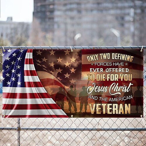 Banner di Giardino Americano per il 4 Luglio Giorno dell'Indipendenza Decorazioni per Esterni Ombrello Barbecue Forniture per Festività Decorazione Interna Raduno in Casa