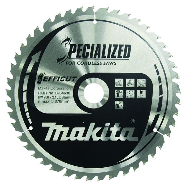 makita Kreissägeblatt »B-64630 EFFICUT« 260,0 mm 45 Zähne braun Image