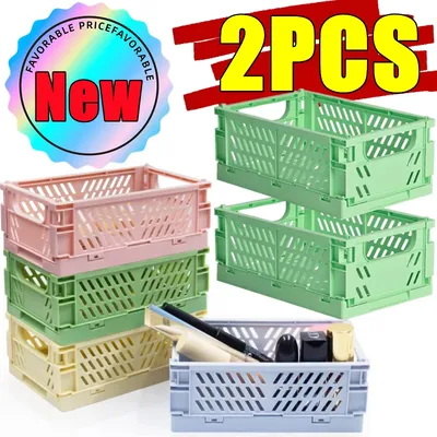 New 2/1PC Mini Plastic Stackable Foldable Stationary Holder Simple Cute Student Office Desktop
