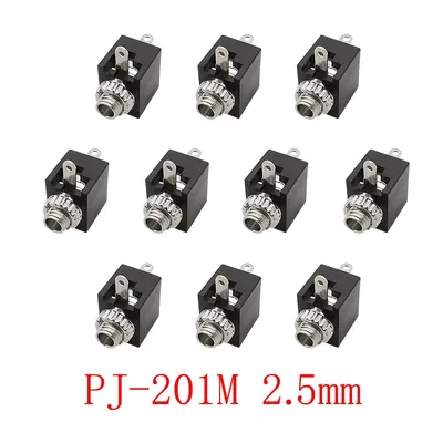 10Pcs PJ-201M 2.5mm Jack Headphone Mono Channel Female Socket Audio Headphone Solder Type Connector