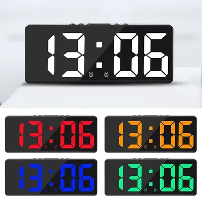 LED Digital Electronic Clock Backlight Large Number Alarm Clock Temperature Calendar Bedside Table