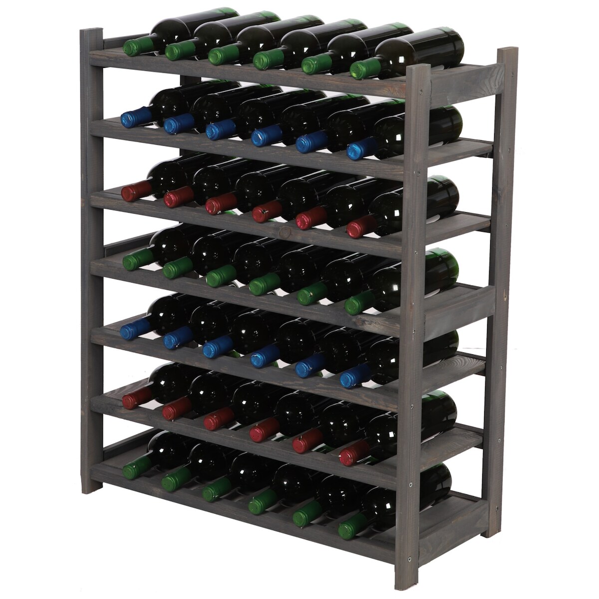 PROREGAL Weinregal SPREEWALD HxBxT 86x70x33cm 42 Flaschen auf 7 Ebenen Massives Kiefernholz Grau Flaschenregal Weinständer Holzregal Image