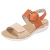 Keilsandalette REMONTE, Damen, Gr. 38, orange (orange, hellbeige), Leder, Lederimitat, klassisch, Schuhe, Sommerschuh, Riemchensandale, praktische Klettverschlüsse
