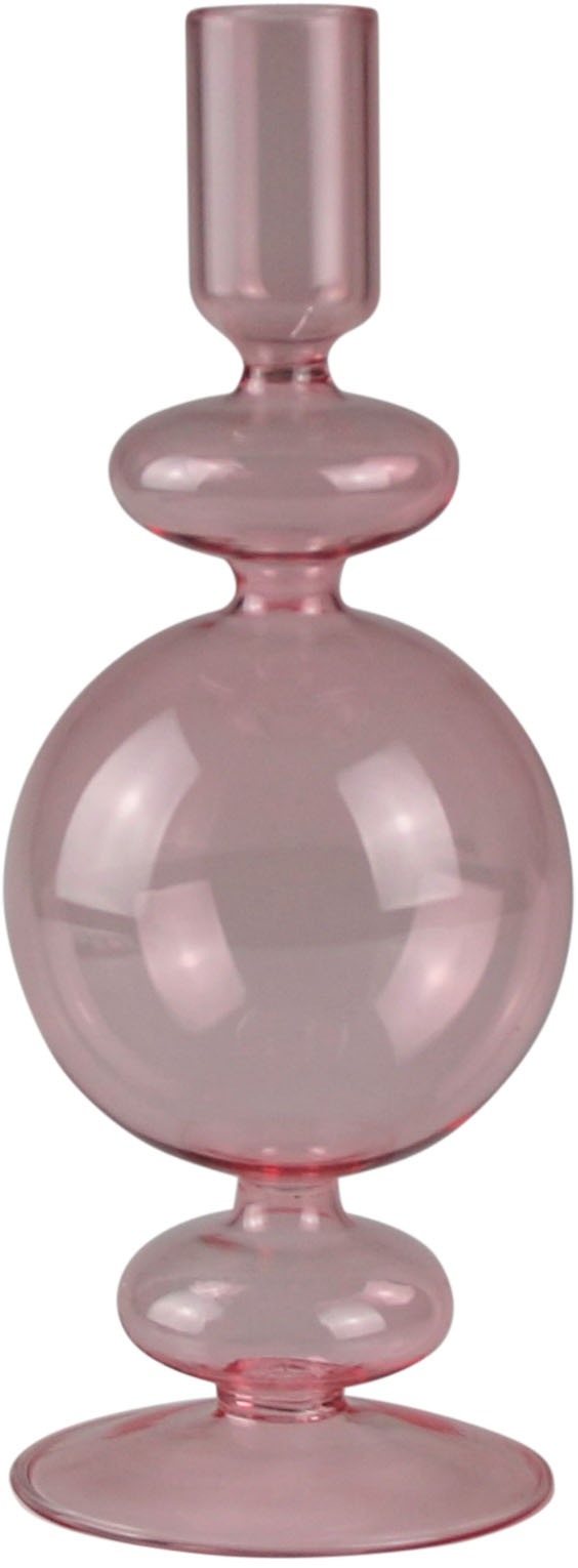 Kerzenständer AM DESIGN "aus roséfarbenem Glas", rosa (rosé), B:10cm H:22cm, Glas, Kerzenhalter, stilvolle Ergänzung für romantische Dekorationen Image