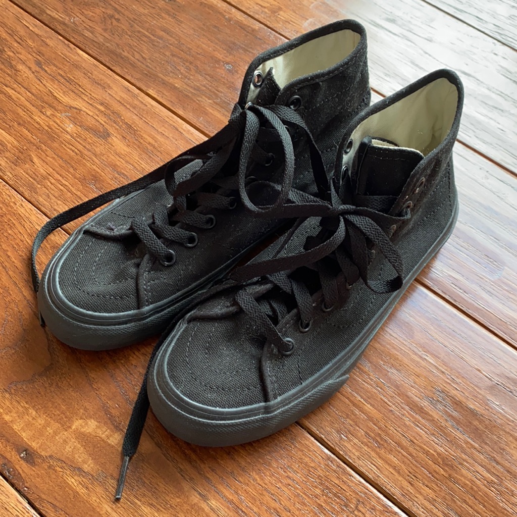 Vans Shoes | Vans Black/Black/Black High Top Canvas Shoes . | Color: Black | Size: 6 Women/4.5 Men