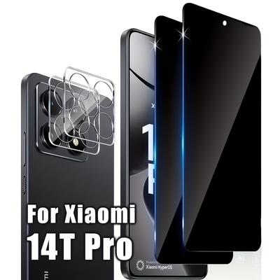 TEMU [2+2 Pack]for Xiaomi 14t Pro/ 14t, 2pcs Privacy Tempered Glass Screen Protector + 2pcs Camera Lens Protector, 9h Hardness Privacy Protective Glass Image