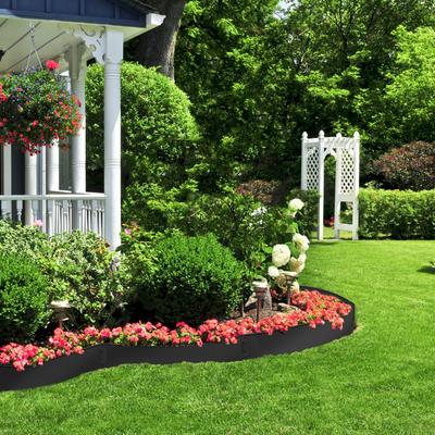 TEMU 100x15cm/100x18cm Lawn Edging Metal Edging Galvanised Decorative Mowing , Garden Bed For Of Private Garden And Yard, Silver/black Image