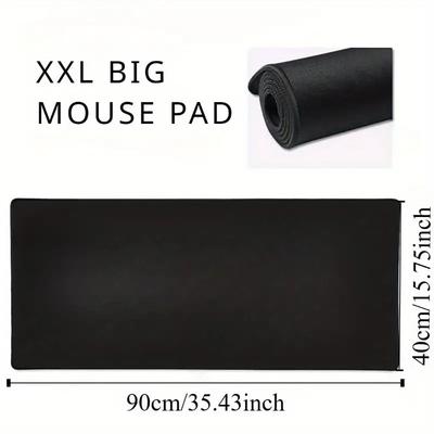 TEMU Xxl Gaming Mouse Pad With Stitched Edges - Heavy Duty Rubber Base, Professional Non-slip Extended Desk Mat For Pc, Office, And Gaming - Black Image