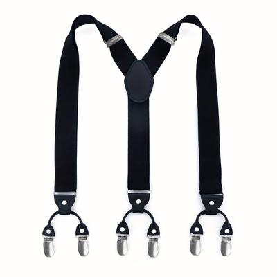 TEMU Men's Y-back Adjustable Elastic Braces Suspenders With 6 Heavy Duty Metal Clips Image