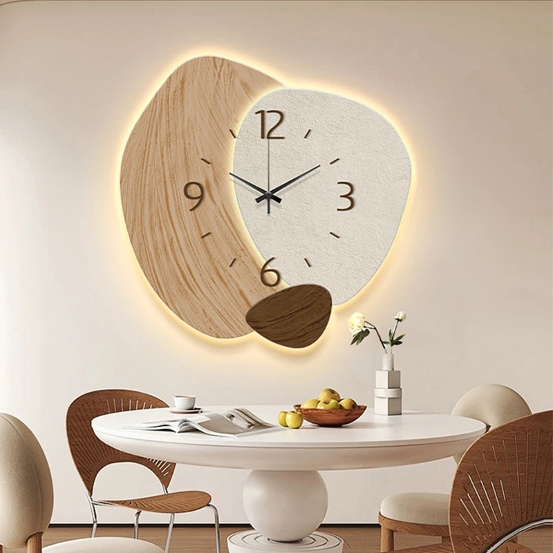 Mode LED Licht Wanduhr Leuchtende Uhr Wohnzimmer Dekorative Wanduhr Stilvolle Stille Loch-Freie Wanduhr Quarzuhr