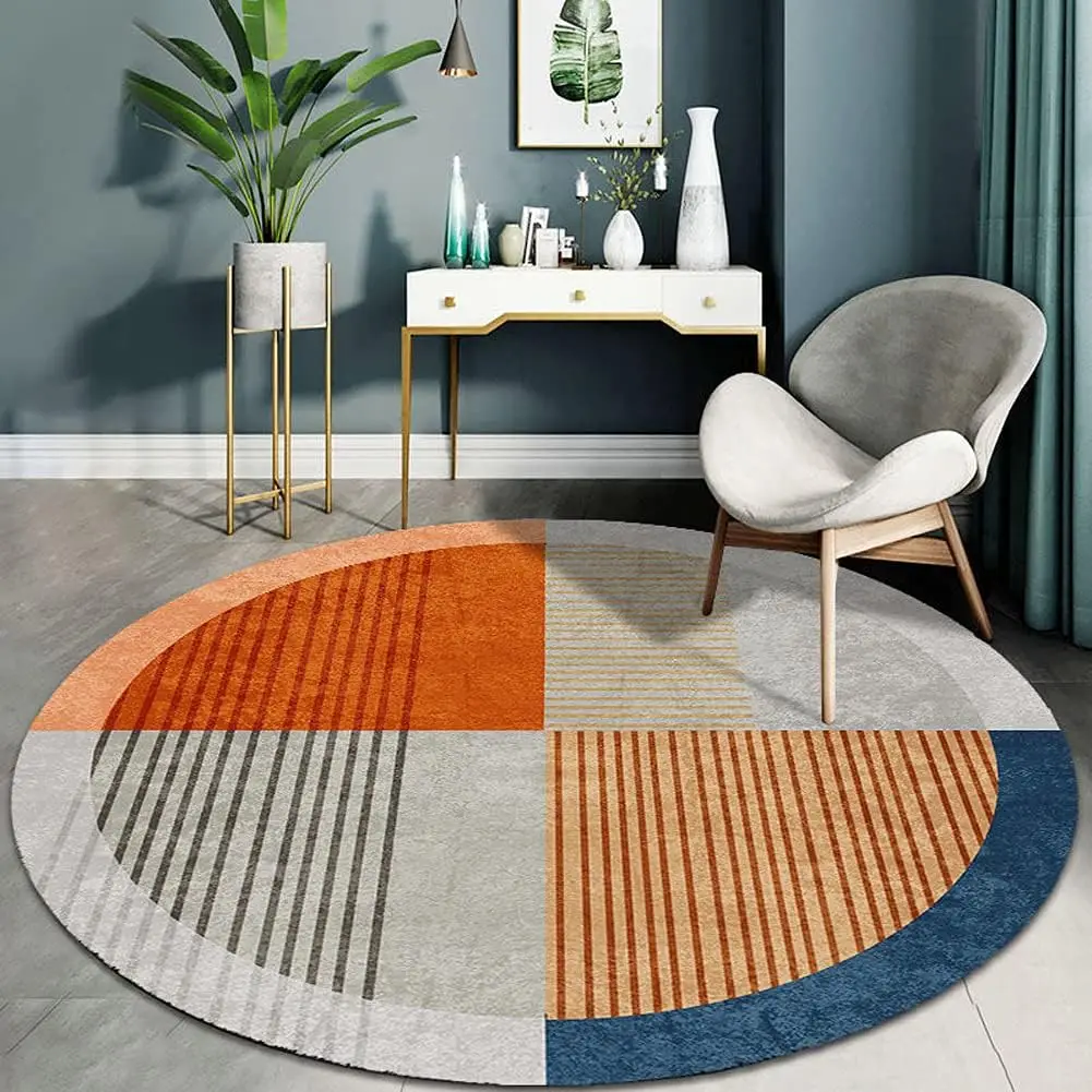 Vikama nordischen geometrischen runden Teppich Familie Wohnzimmer Dekoration Schlafzimmer Studie Couch tisch Matte Schreibtisch Drehstuhl Fuß matte Image