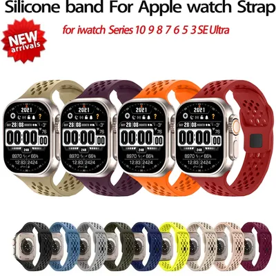 Silicone strap for Apple watch band 44mm 45m 41mm 42mm 40mm 44 45 mm ultra 49mm correa bracelet iwatch series10 9 7 8 6 5 se 4 3