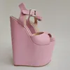 DOHBANER Frauen Sandalen Plattform Keile 22 CM High Heels Pumps Peep Toe Handgemachte Ankle Strap Schuhe Frau Große Größe 36 41 43 45 48
