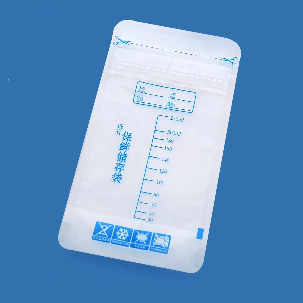 30 stücke 250 ml Milch Gefrierschrank Taschen Mutter Milch Babynahrung Lagerung Muttermilch Lagerung Tasche BPA FREI Baby Sicher Fütterung taschen Image