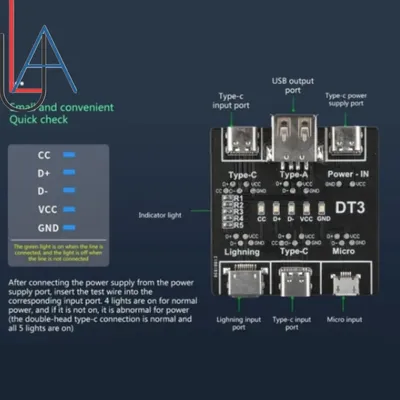 LUA DT3 Board Data USB C-Anschlusskabel, kurze Erkennung, Ein-/Aus-LED-Tool für iOS, Android, Image