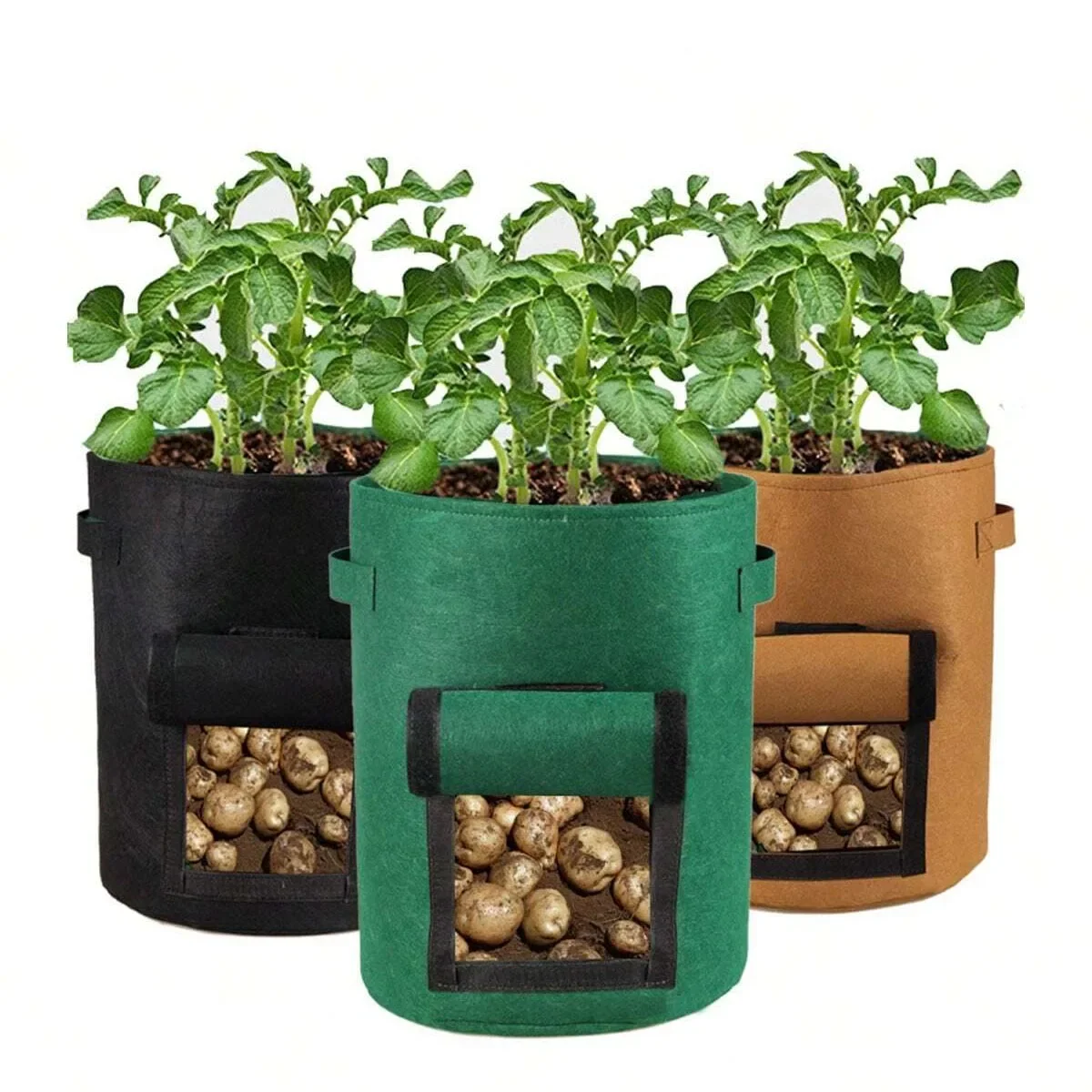 3 Stück – Pflanzbehälter für den Innen- und Außenbereich im klassischen Stil, geeignet für Obst-, Gemüse-, Blumen- und Baumpflanzbehälter Image
