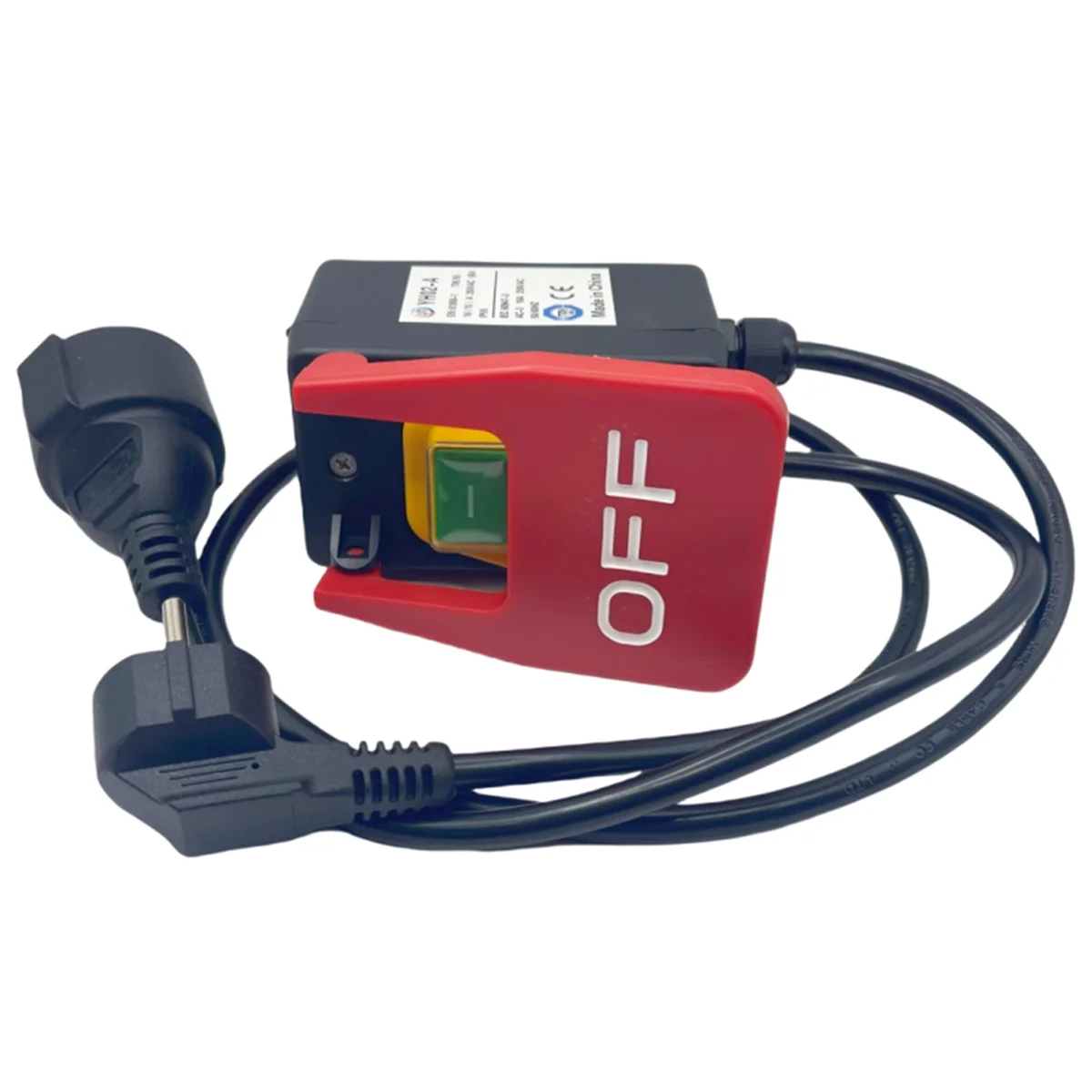 Shop Now 220 V einphasiger Ein-/Aus-Schalter, Sicherheitsschalter, Nullspannungsschalter mit Steckdose, Not-Aus-Schalter, EU-Stecker Image