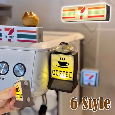 Magnetische Kühlschrankaufkleber für Cafés, LED 711, leuchtende Leuchtkästen, Mini-Kaffeestation, Image