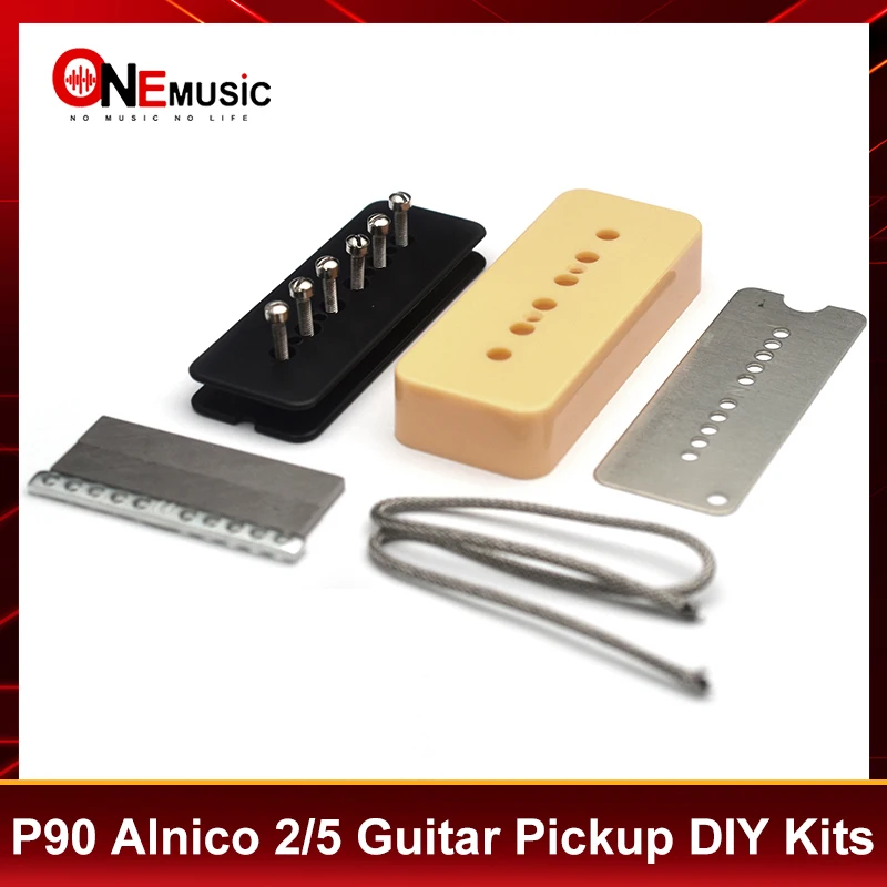 [Pickup-DIY-Kits] P90-Tonabnehmer-Kits – Kunststoffspule/Alnico V oder Alnico II, verstellbares Stangenstück/geflochtenes, gewachstes Kabel für LP-Gitarre Image