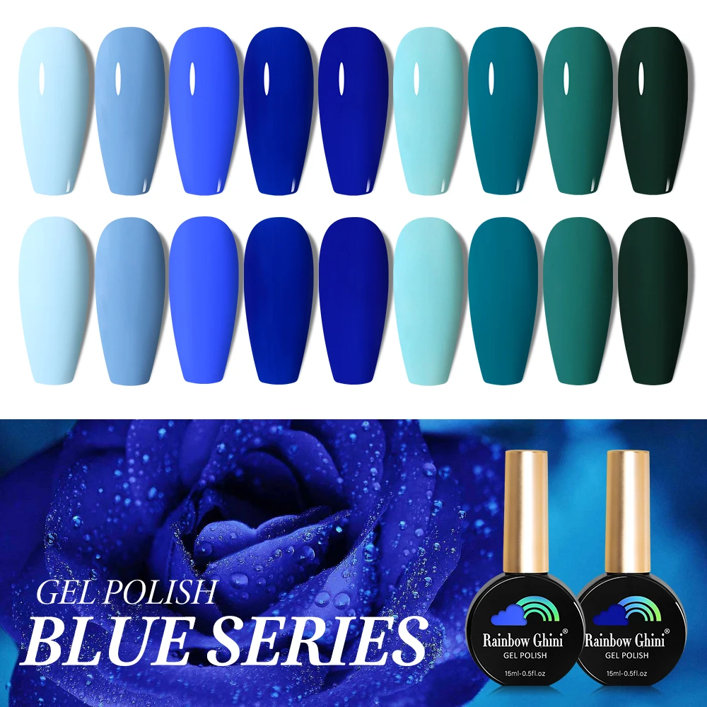 Rainbow Ghini UV LED 15 ml dunkelgrüner himmelblauer Gel-Nagellack, semi-permanente Nagelkunst-Maniküre, Soak Off Gel-Nagellacke Image