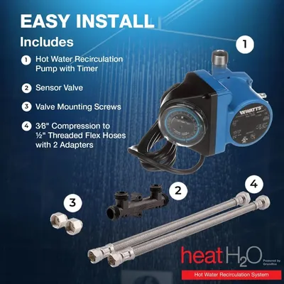Watts Heat H2O Hot Water Recirculation System w/Programmable Timer, Instant Hot Water Pump, 2
