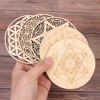 Energy Mat Wooden Coaster Wedding Sign Healing Disc Flower Of Life Sacred Geometry Home Wall Decor