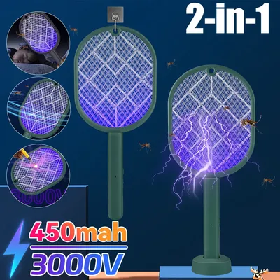Mosquito Killer Foldable Electric Fly Swatter Trap USB Rechargeable Mosquito Racket Insect Killer