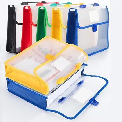 A4 Transparent File Folders Portable File Bag Briefcase Handbag Waterproof File Organizer Large