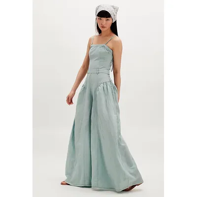 Soleil Wide-Leg One-Piece at Free People in Sterling Blue, Size: US 2