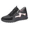 Keilsneaker WALDLÄUFER "H-BIGGI", Damen, Gr. 5 (38), schwarz, Textil, Veloursleder, sportlich, Schuhe, Schnürer, Halbschuh, Freizeitschuh mit Kontrastnaht, Weite H