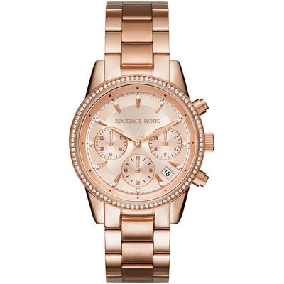 Chronograph MICHAEL KORS "BRYANT", rosa (roségoldfarben), Armbanduhren, Damen, Quarzuhr, Armbanduhr, Damenuhr, Stoppfunktion, Edelstahlarmband Image