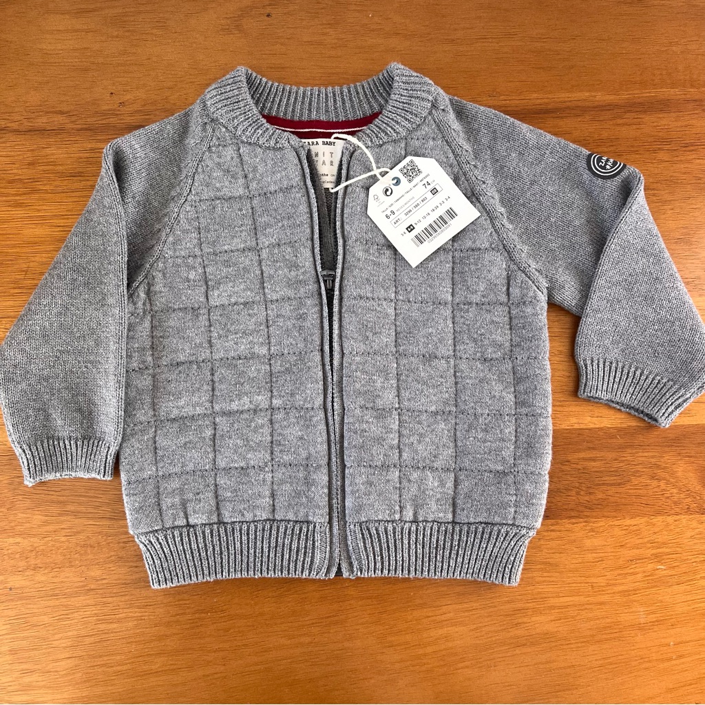 Zara Shirts & Tops | Zara Baby Knit Wear Gray Quilted Kids Sweater - 6-9 Mos. | Color: Gray | Size: 6-9mb