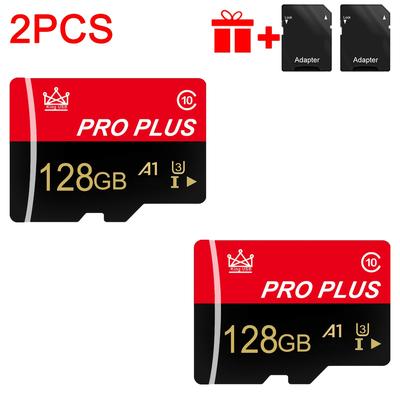 TEMU 2pcs Memory Card 128gb 64gb 32gb 16gb With Adapter, Memory Card 8gb 4gb 2gb 1gb, U3 C10 A1 Memory Tf Card 512mb 256mb 128mb 64mb For Tablet/camera/phone/car Audio, Store Your Files ! Image