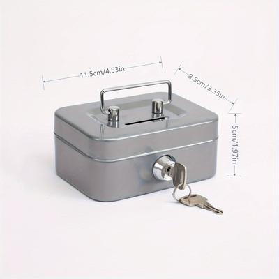 "TEMU 1pc Metal Keylock Storage Box, Money Box, Adult Box, Coin Box, Adult Box, Box, Cash Register 4.5 * 3.8* 2.3"/11.5 * 9.9 * 5.8cm" Image