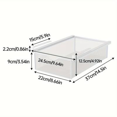 TEMU White Metal Pull-out Drawer Organizer For Clothes Storage, Under-shelf Hanging Basket With Mesh Design, No-drill Installation, Shirts, Socks & Accessories, Clothes Organizer Storage Image
