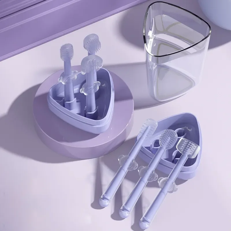 Baby Silikon Zahnbürste 3d Eingewickelt Zähne Zunge Massage Pinsel Reinigt sanft Milch Flecken Für Ausbildung Pinsel Zähne Kind Image