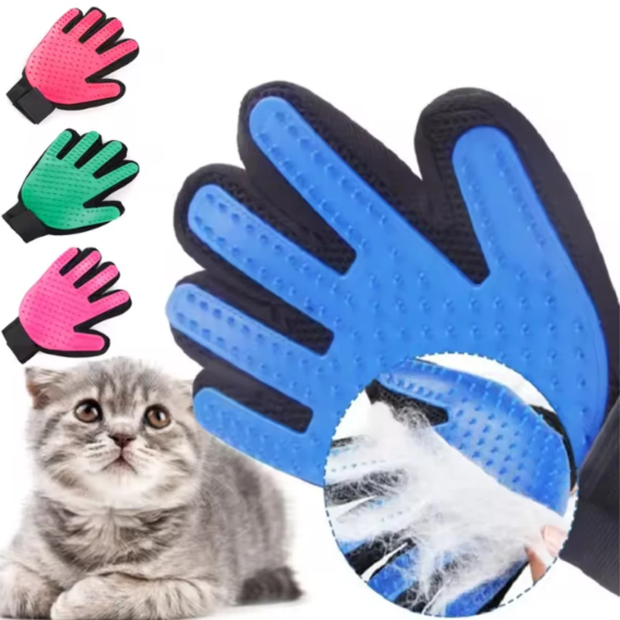 1 Stück/1 Paar Katzenhandschuhe. Entfernen Sie schwimmende Haarbürste. Katzen- und Hundehaare. Atmungsaktive Handschuhe. In mehreren Farben erhältlich. Ein Paar Set Image