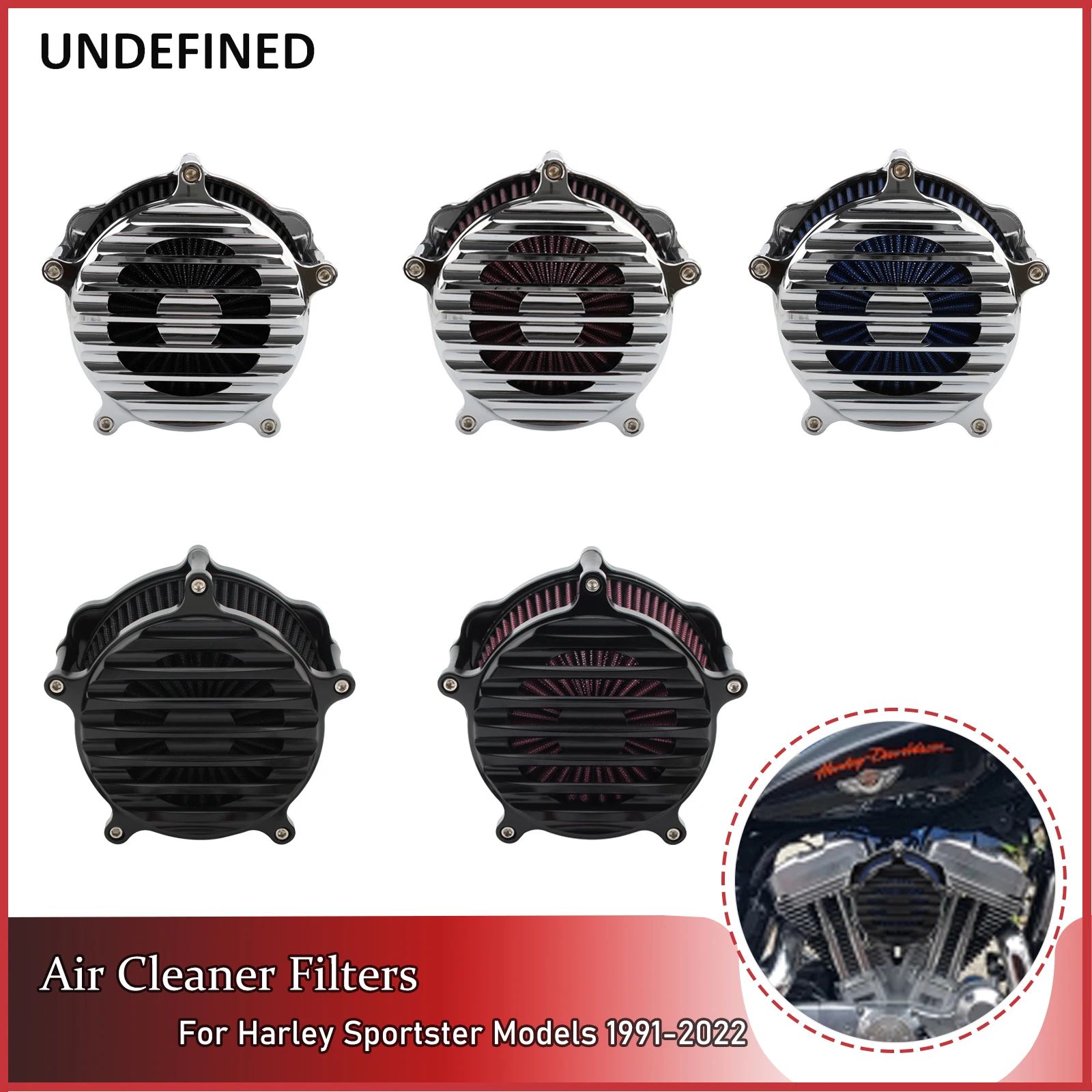 For Harley Sportster Iron883 Motorcycle Air Filters Kits Air Cleaner Intake Filter Forty-Eight Seventy-Two XL 883 1200 1991-2022
