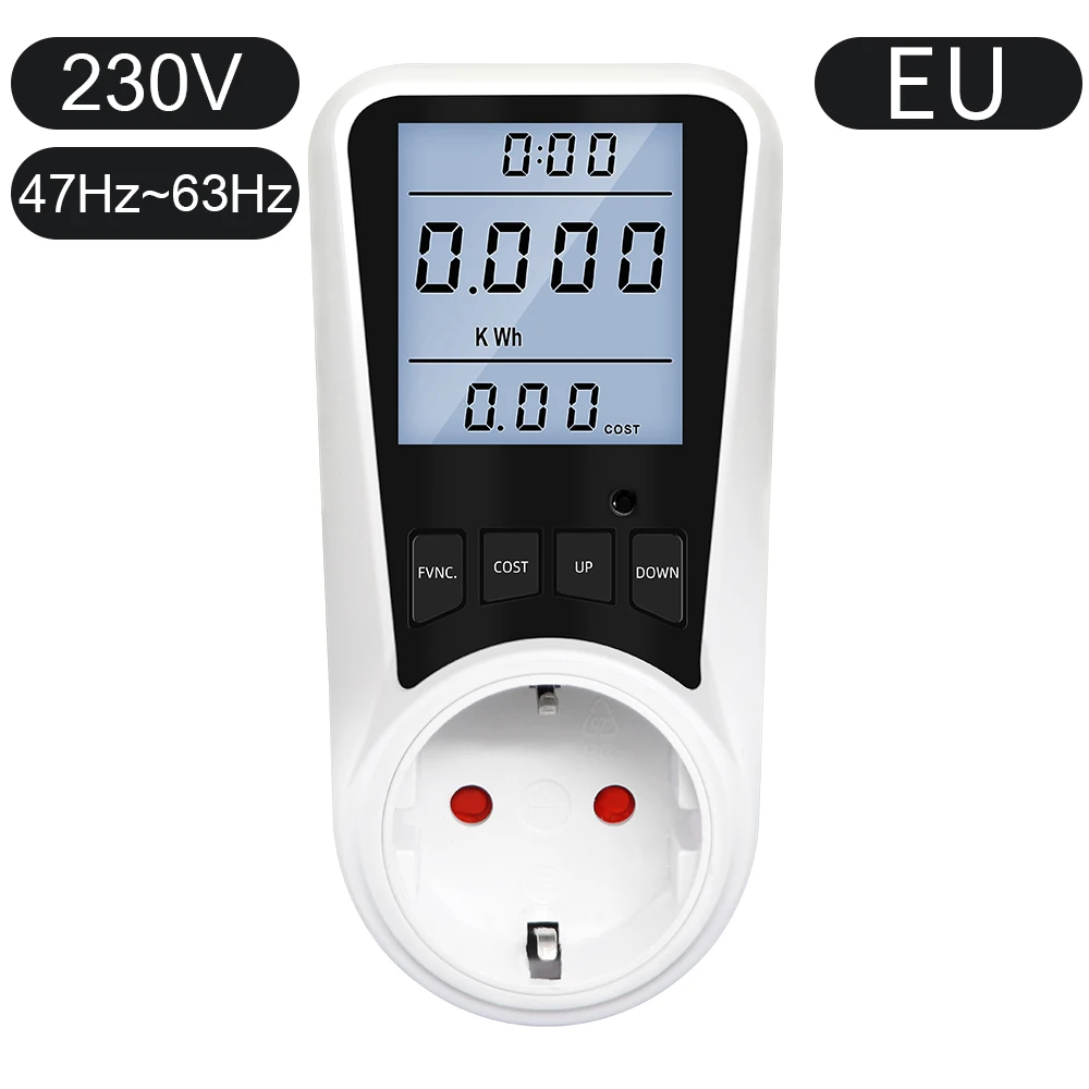 EU 16A 230V Power Meter Outlet Power Watt Meter Analysator mit Digital LCD Display Wattmeter Hause Energieverbrauch Monitor Image