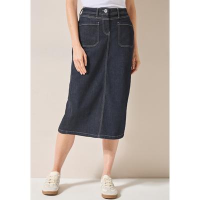 Jeansrock CECIL, Damen, Gr. 32, blau (rinsed wash), Jeans, 83% Baumwolle, 15% Polyester, 2% Elasthan, unifarben, casual, comfort fit normal, Röcke, aus Baumwolle mit Stretchanteil Image
