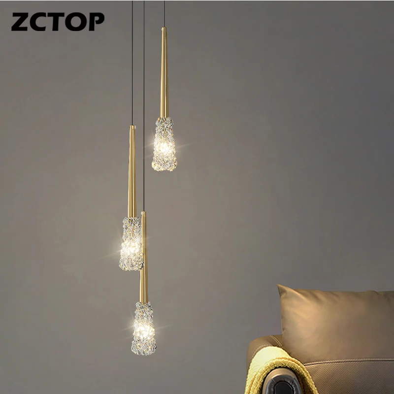 Voll kupfer Nachttisch leuchten moderne LED Kronleuchter Gold schwarz Pendel leuchte für Esszimmer Küche Bar Hotel Dekor Hängelampe