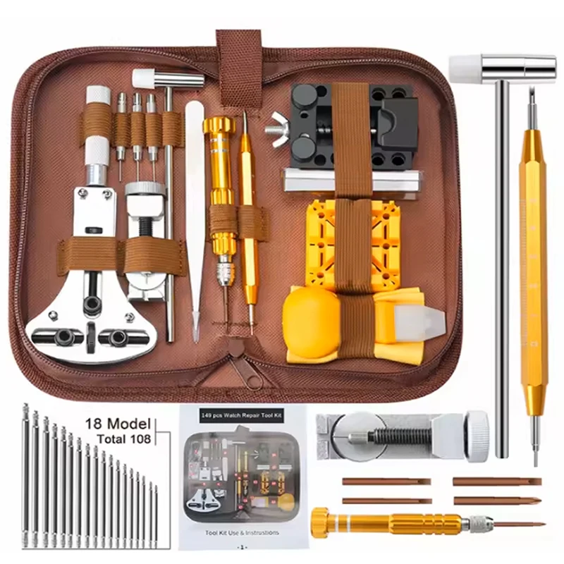 Uhr Reparatur Tools Kit Uhr Uhrmacher Link Pin Auflösen Gehäuse Öffnen Entferner Batterie Ersatz Antistatische Handschuh Set Image